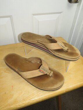 Womens Rainbow Premier Leather Double Layer Arch Sandal Size 10 Thick Strap